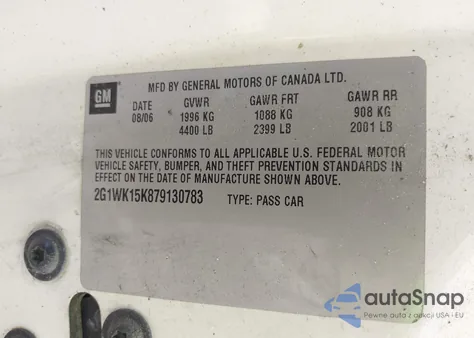 2007 Chevrolet Monte Carlo Lt from USA, damaged, VIN 2G1WK15K879130783